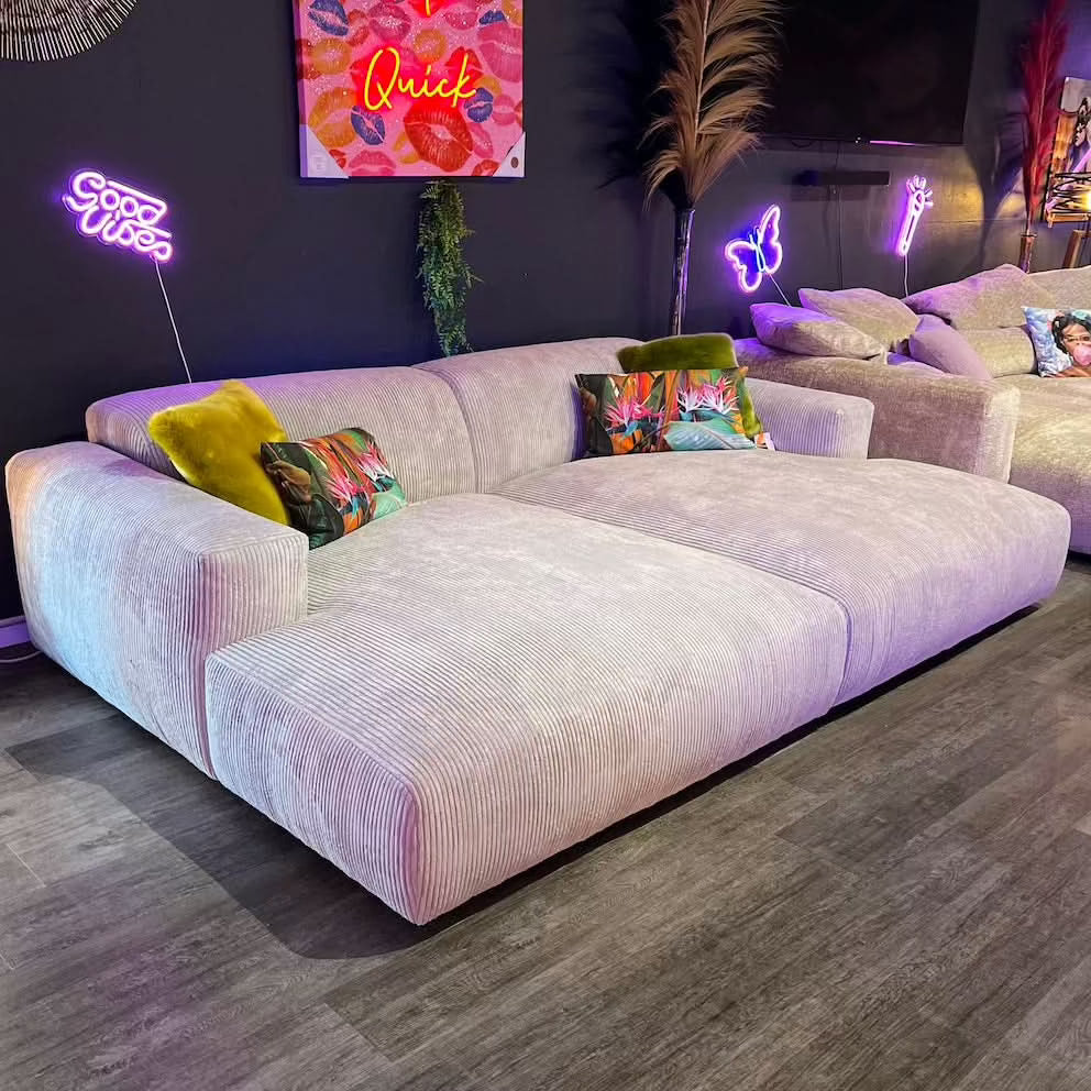 Hudson Megasofa, Breitcord, creme, Wunschmaß