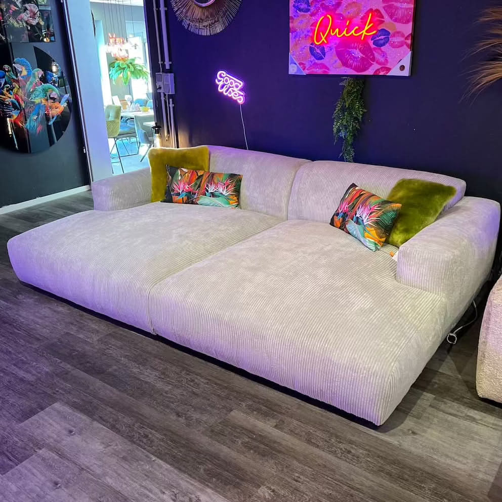 Hudson Megasofa, Breitcord, creme, Wunschmaß