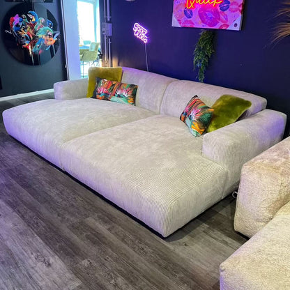 Hudson Megasofa, Breitcord, creme, Wunschmaß