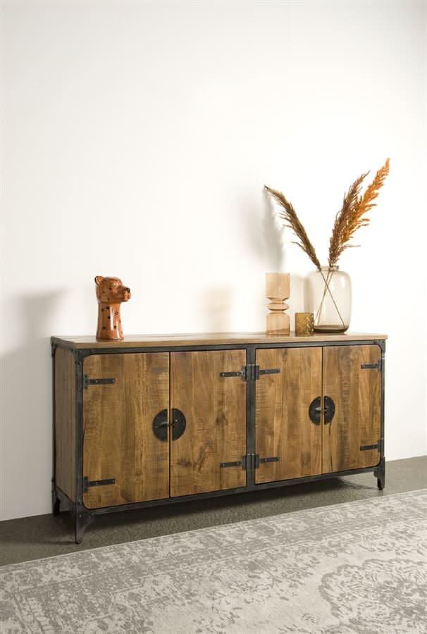 Sideboard Risor Mangoholz, 4 Türen – Braun