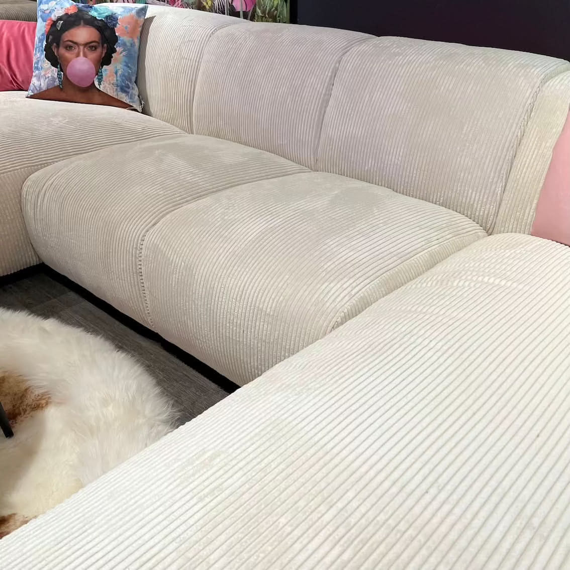 Hudson Wohnlandschaft, Breitcord, creme, Wunschmaß