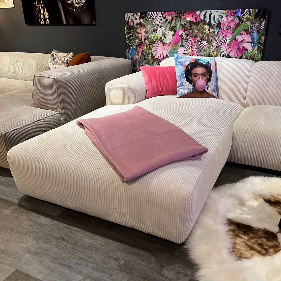 Hudson Wohnlandschaft, Breitcord, creme, Wunschmaß