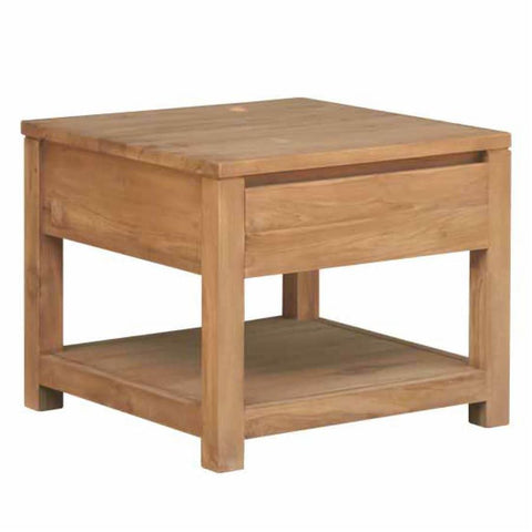 Beistelltisch Mora Teakholz, mit 1 Schublade – Natur
