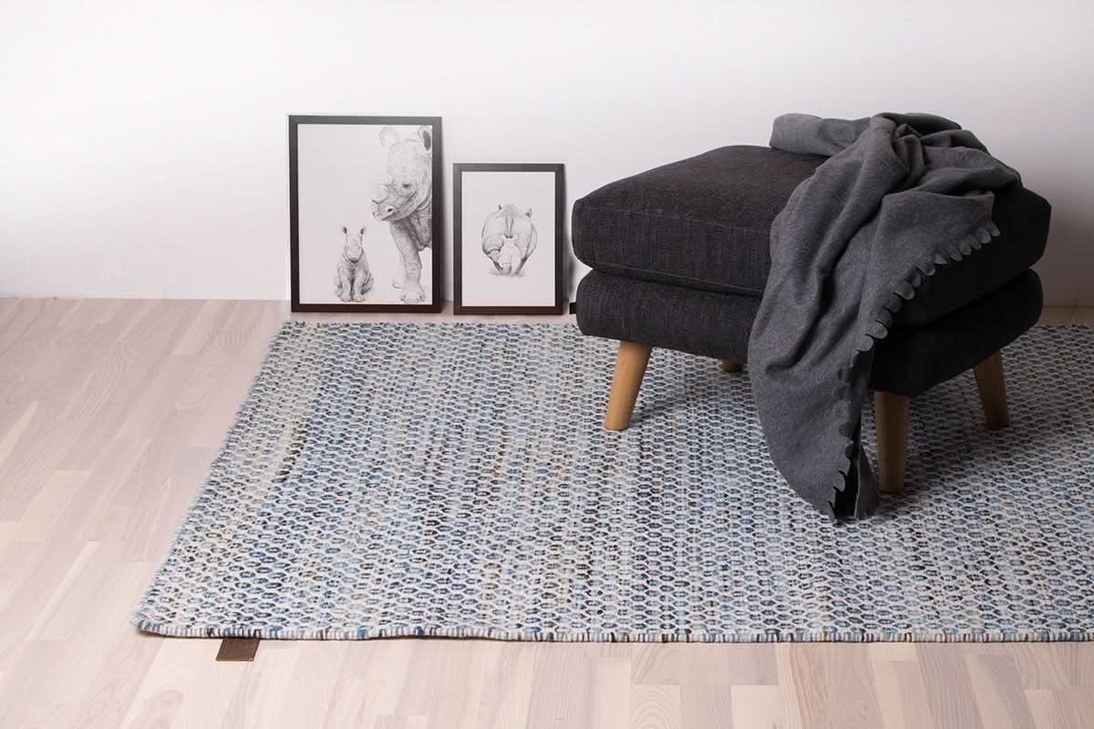 Java Teppich - Ivory & Blue