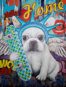 'Liberty Dog' Wandkunstwerk - LED Neon 90x120 cm