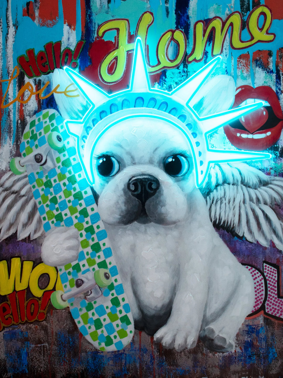 'Liberty Dog' Wandkunstwerk - LED Neon 90x120 cm