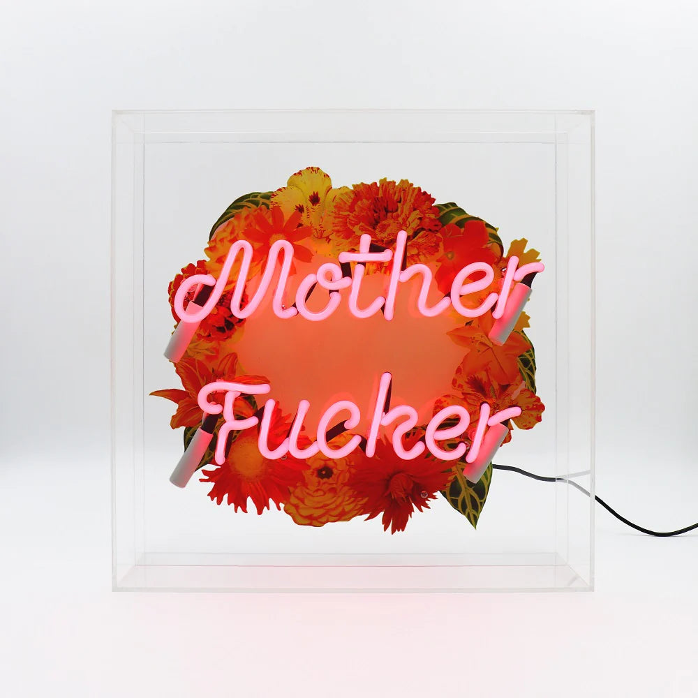 Mutter F*cker" Großes Neonschild aus Glas