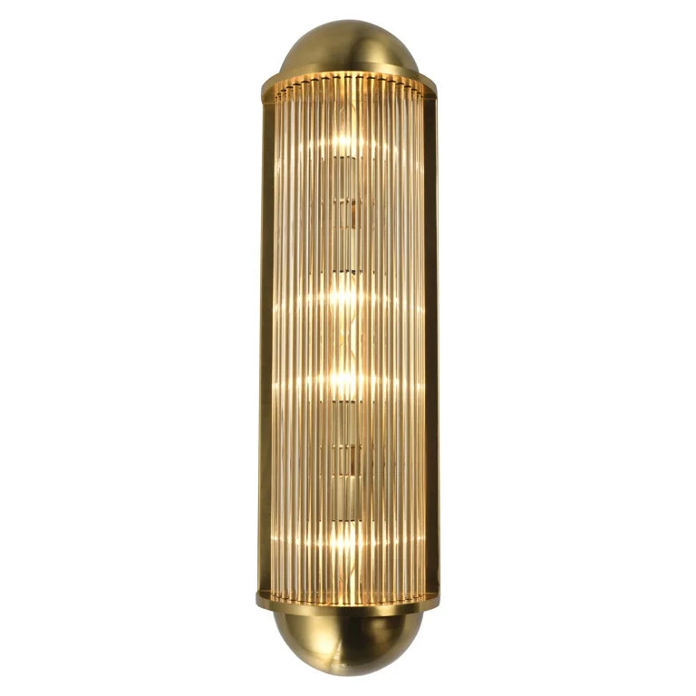 Wandleuchte H 80 cm, 4 × E14 – gebürstetes Gold, Glas