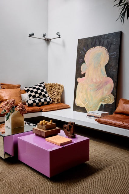 Glas Couchtisch Block