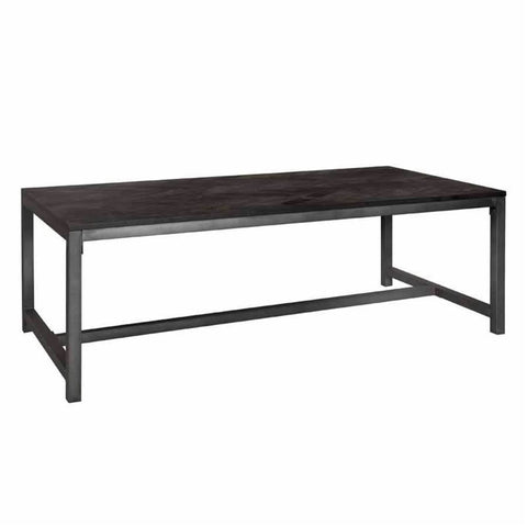 Orsa Esstisch – Altholz/Eichenfurnier, Gestell Metall Gunmetal, Schwarz