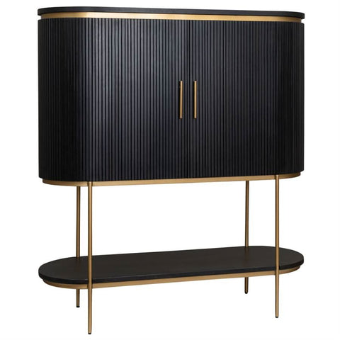 Barschrank Halden Mangoholz – Schwarzoliv