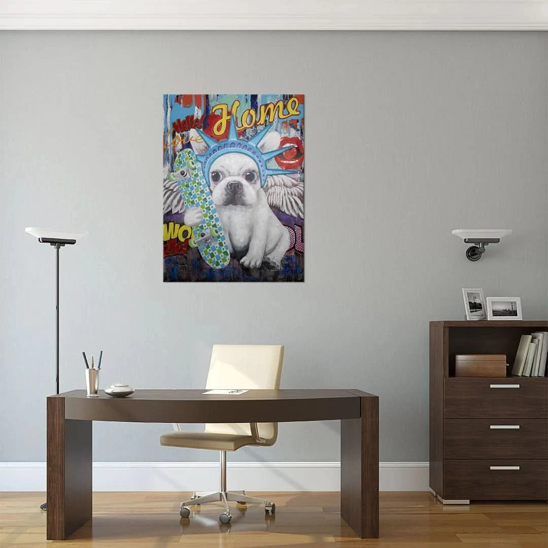 'Liberty Dog' Wandkunstwerk - LED Neon 90x120 cm