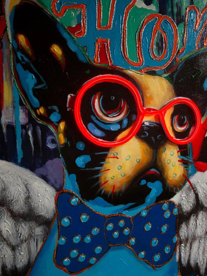 'Hund mit Flügeln' Kunstwerk - LED Neon 90x120 cm