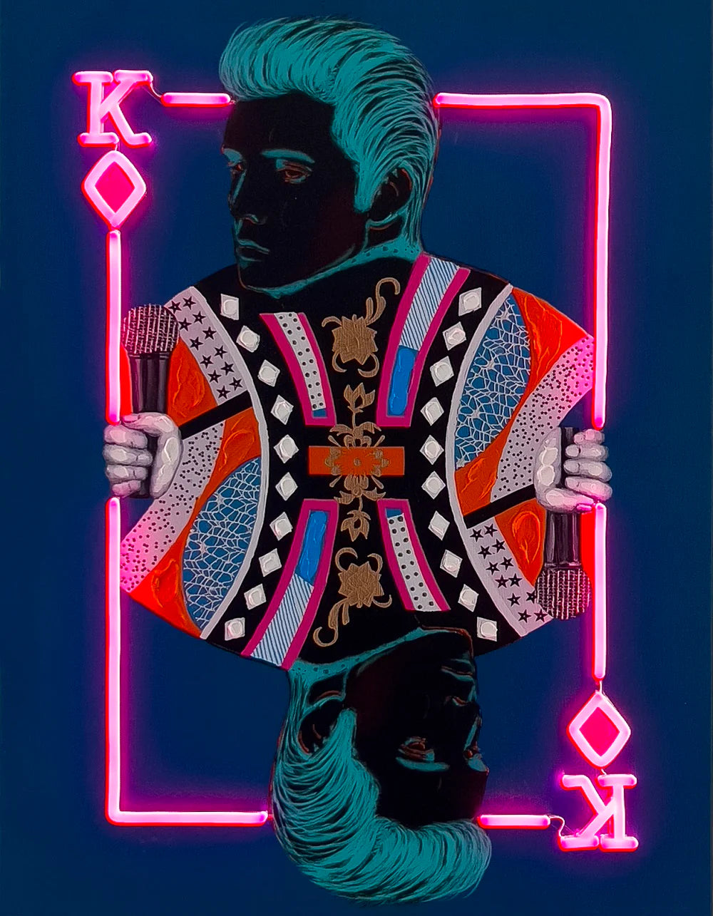 Elvis' Wandkunstwerk - LED Neon 70x90 cm