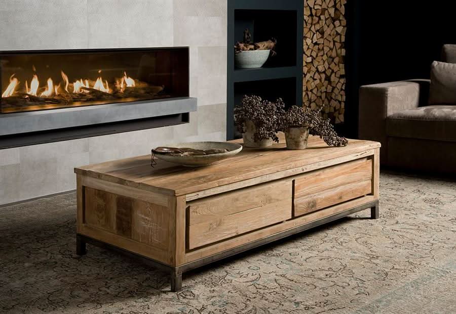 Torvi Couchtisch Teakholz recycelt – Braun
