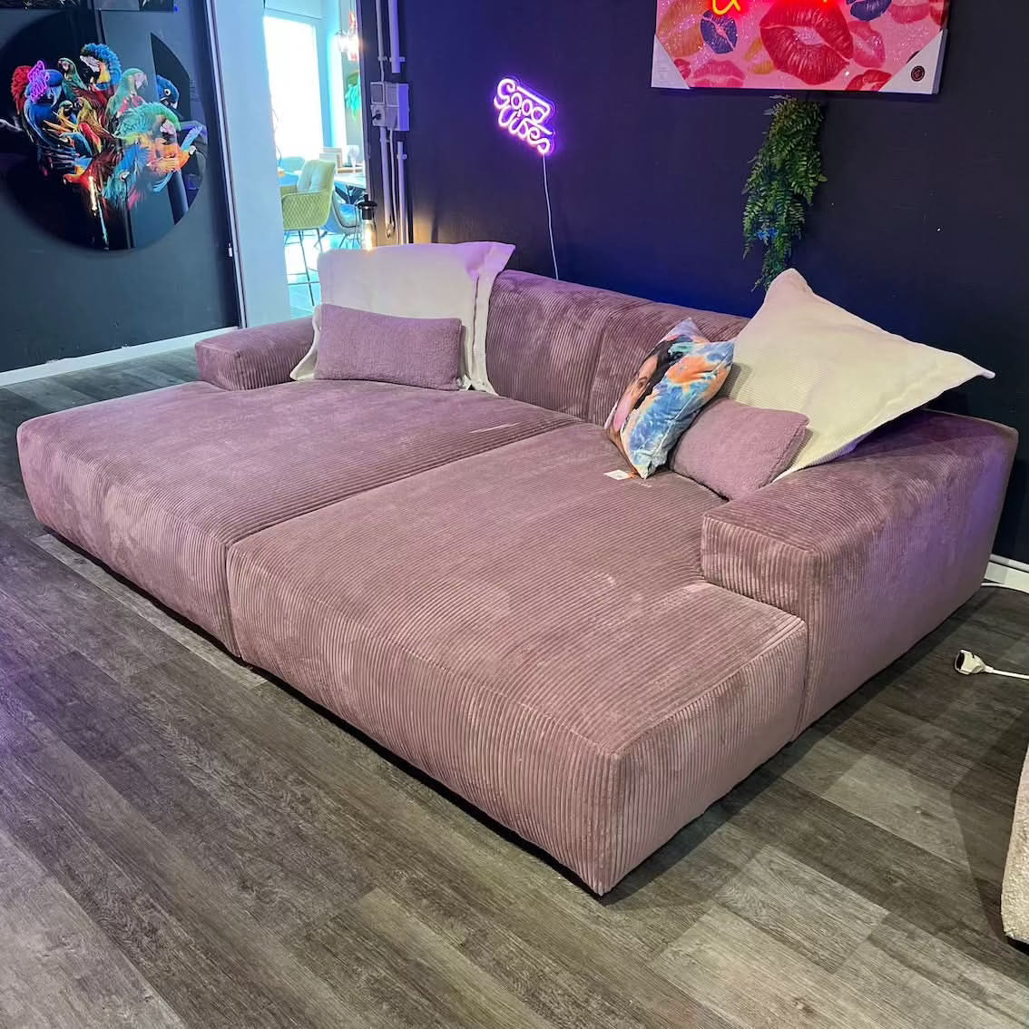 Petite Megasofa, Breitcord, rosa-lila, Wunschmaß