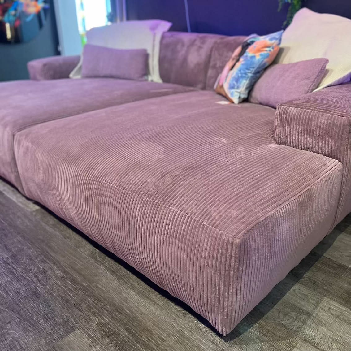 Petite Megasofa, Breitcord, rosa-lila, Wunschmaß