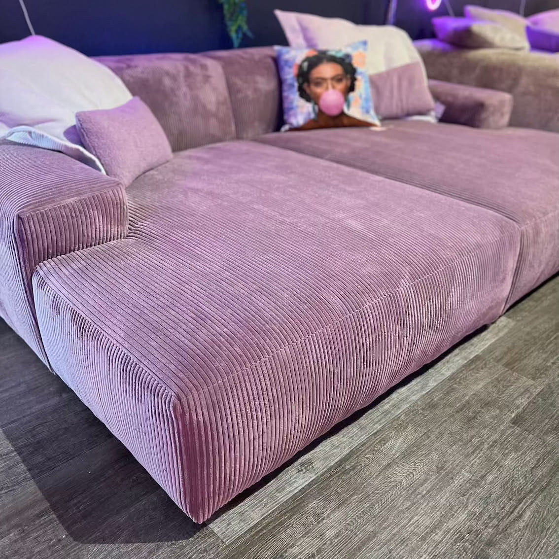 Petite Megasofa, Breitcord, rosa-lila, Wunschmaß