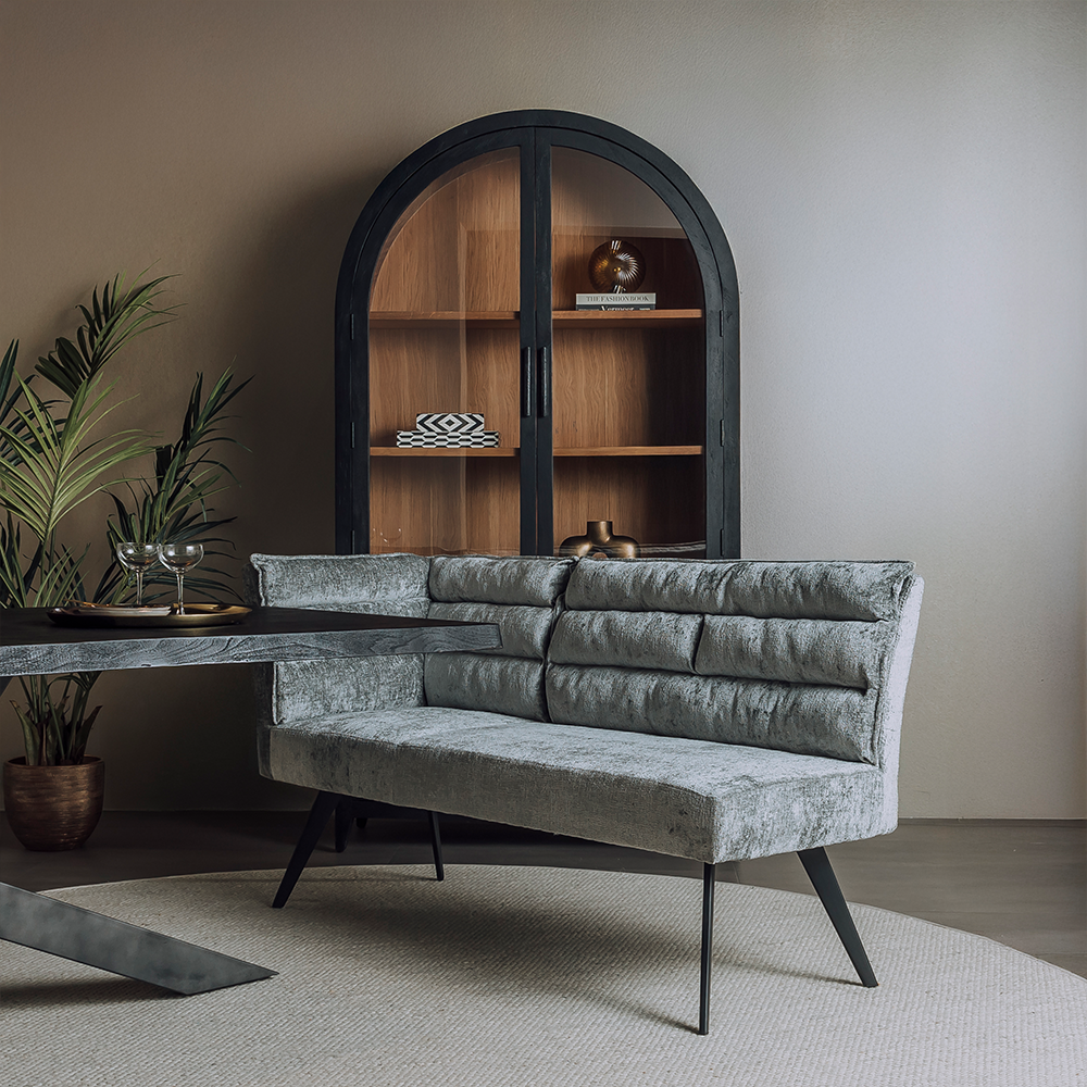 Stryn Sitzbank Eckelement, Gestell Metall Schwarz – Grau