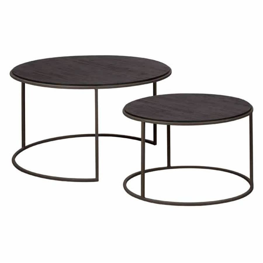 Tierp Beistelltisch 2er-Set Teakholz recycelt, Gestell Metall Gunmetal – Schwarz