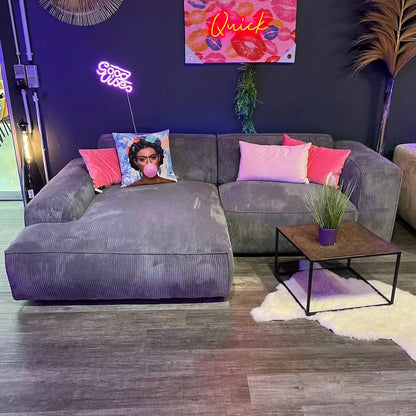 Timmy Chiodo Ecksofa, Kedernaht, Breitcord, grau, Wunschmaß