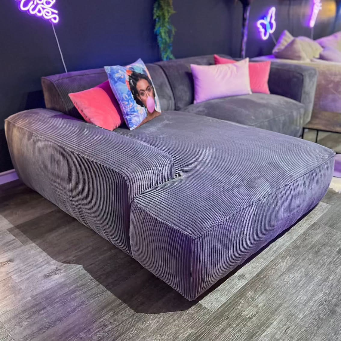 Timmy Chiodo Ecksofa, Kedernaht, Breitcord, grau, Wunschmaß