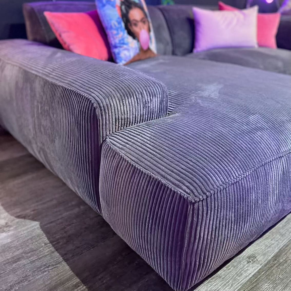 Timmy Chiodo Ecksofa, Kedernaht, Breitcord, grau, Wunschmaß