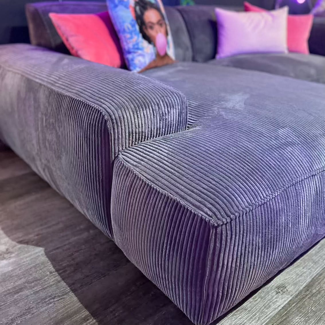 Timmy Chiodo Ecksofa, Kedernaht, Breitcord, grau, Wunschmaß