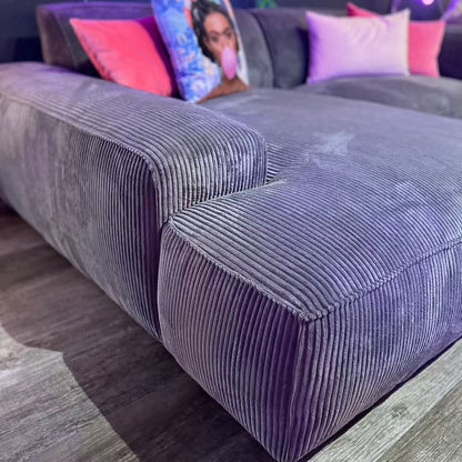 Timmy Chiodo Ecksofa, Kedernaht, Breitcord, grau, Wunschmaß