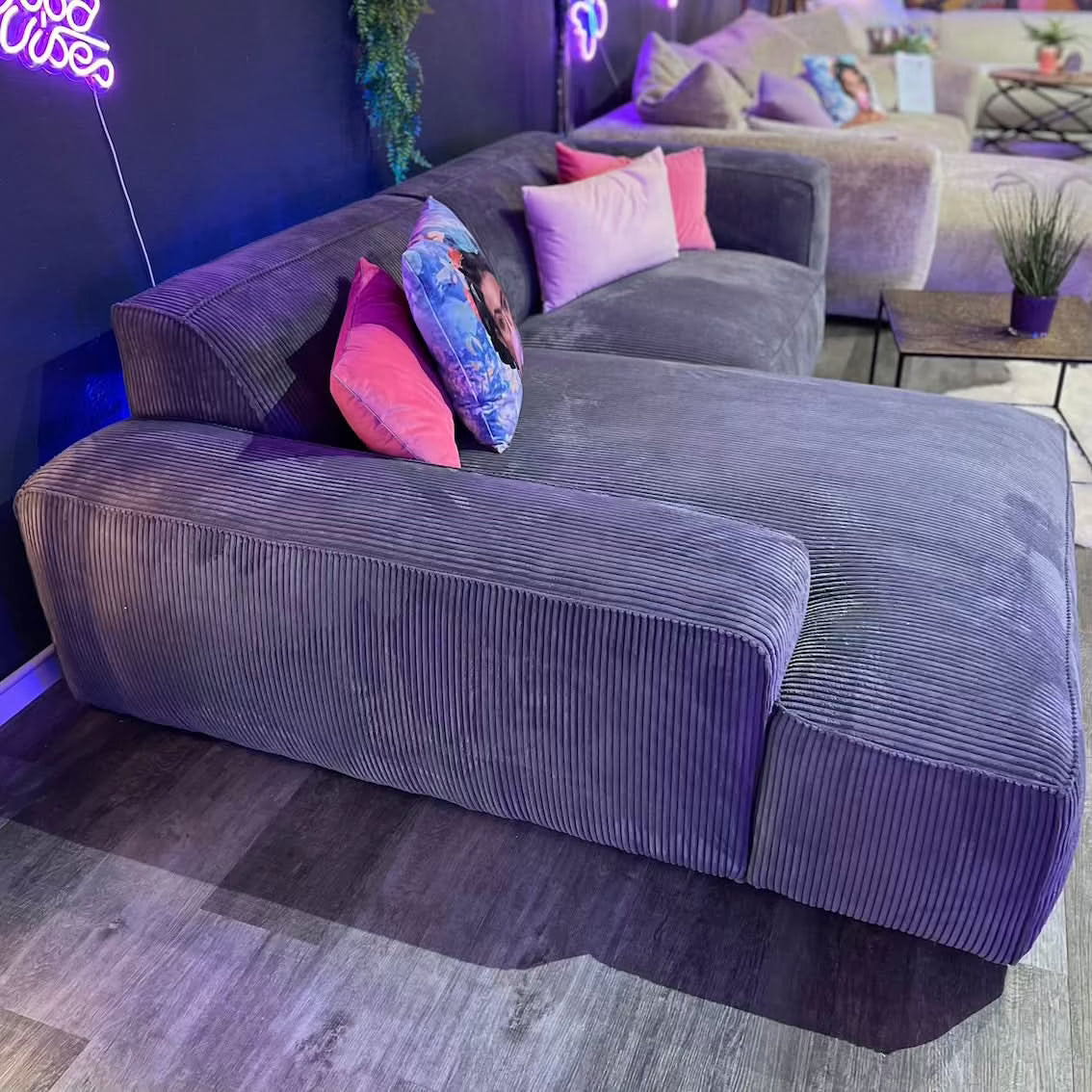 Timmy Chiodo Ecksofa, Kedernaht, Breitcord, grau, Wunschmaß