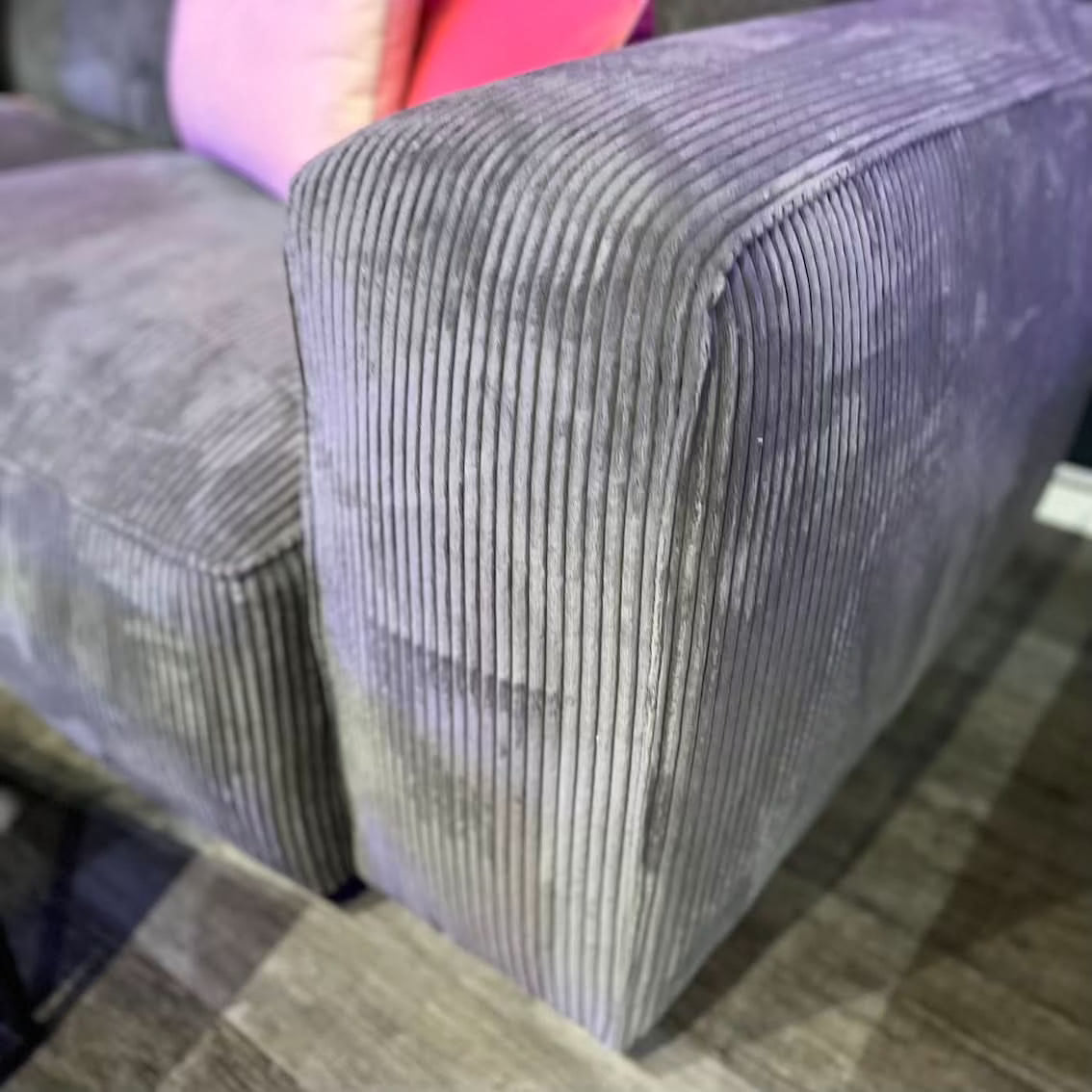 Timmy Chiodo Ecksofa, Kedernaht, Breitcord, grau, Wunschmaß