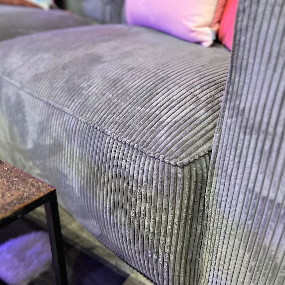 Timmy Chiodo Ecksofa, Kedernaht, Breitcord, grau, Wunschmaß