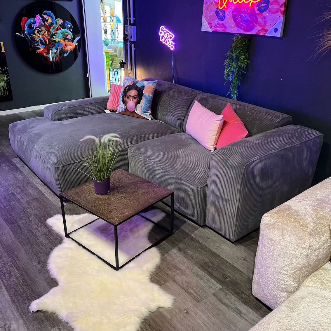 Timmy Chiodo Ecksofa, Kedernaht, Breitcord, grau, Wunschmaß