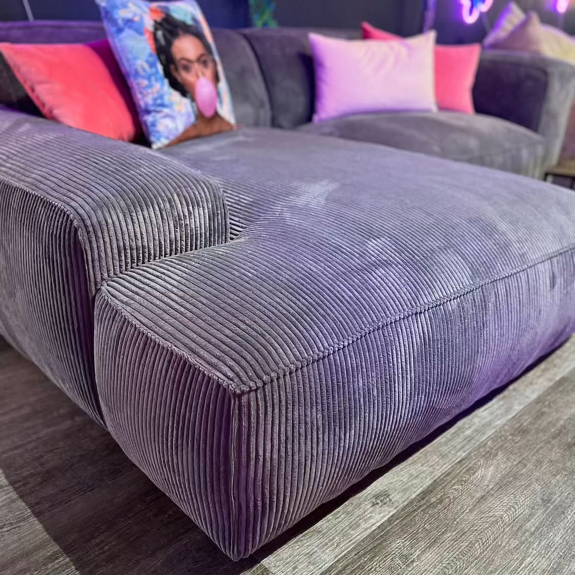 Timmy Chiodo Ecksofa, Kedernaht, Breitcord, grau, Wunschmaß