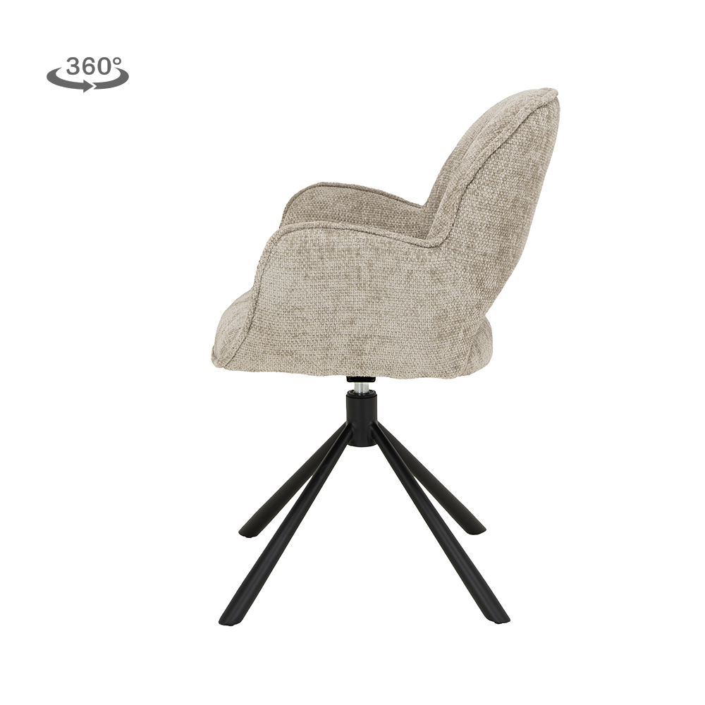 Assens Esszimmerstuhl drehbar mit Armlehnen, Gestell Metall Schwarz – Ansicht 5