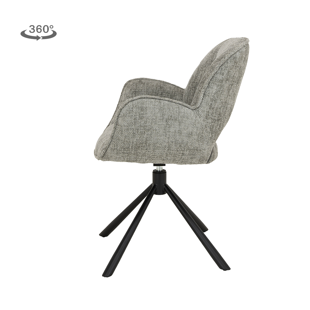 Assens Esszimmerstuhl drehbar mit Armlehnen, Gestell Metall Schwarz – Ansicht 6