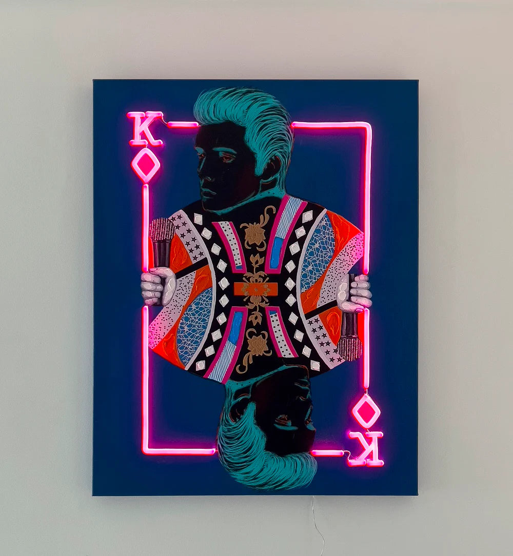 Elvis' Wandkunstwerk - LED Neon 70x90 cm