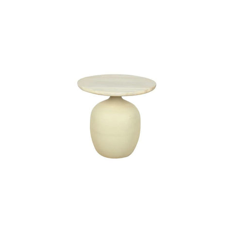Hurdal Beistelltisch Mangoholz/Glas, Gestell Metall – Off-White