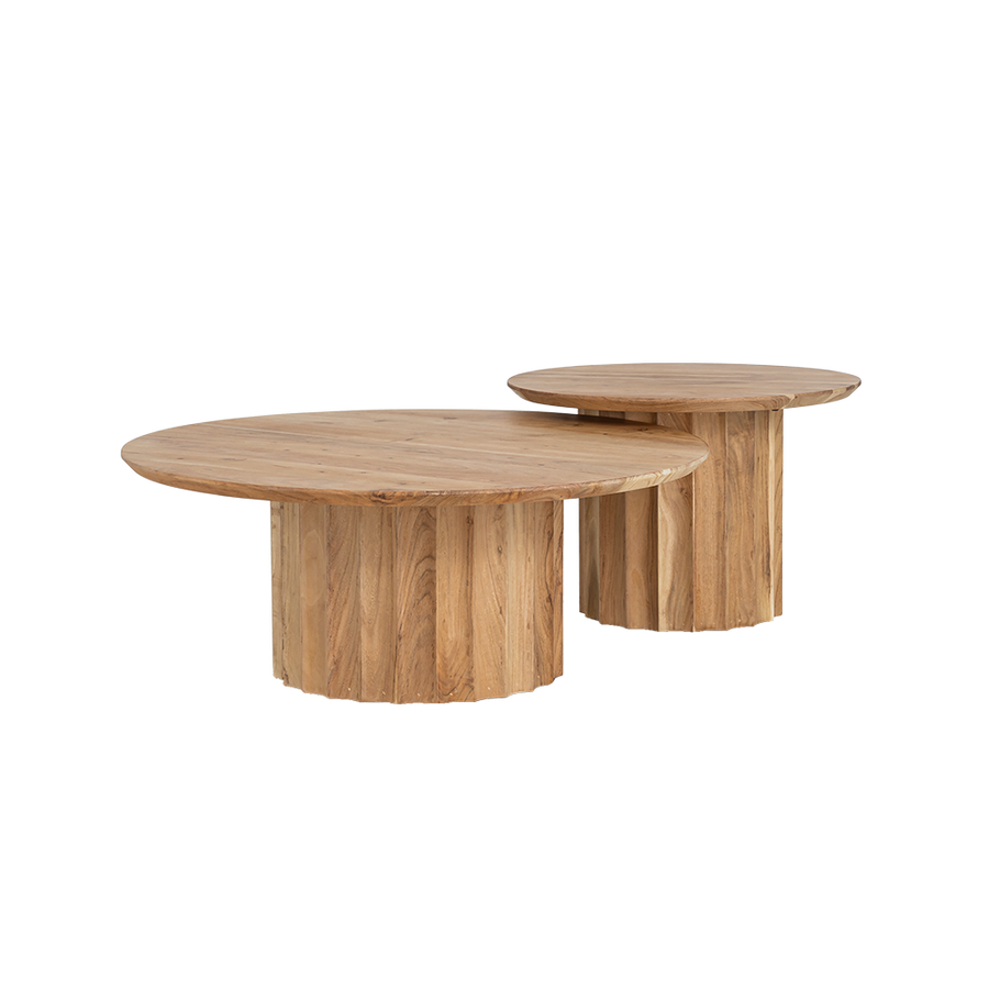 Couchtisch Idre 2er-Set rund Akazienholz – Natur