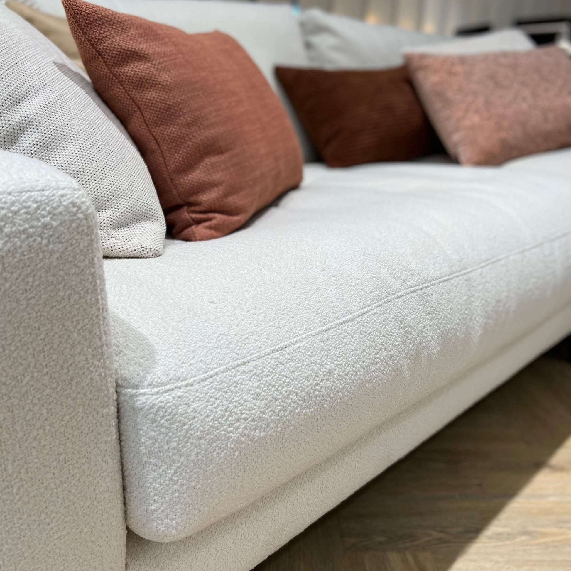 City, Ecksofa, Boucle, weiß