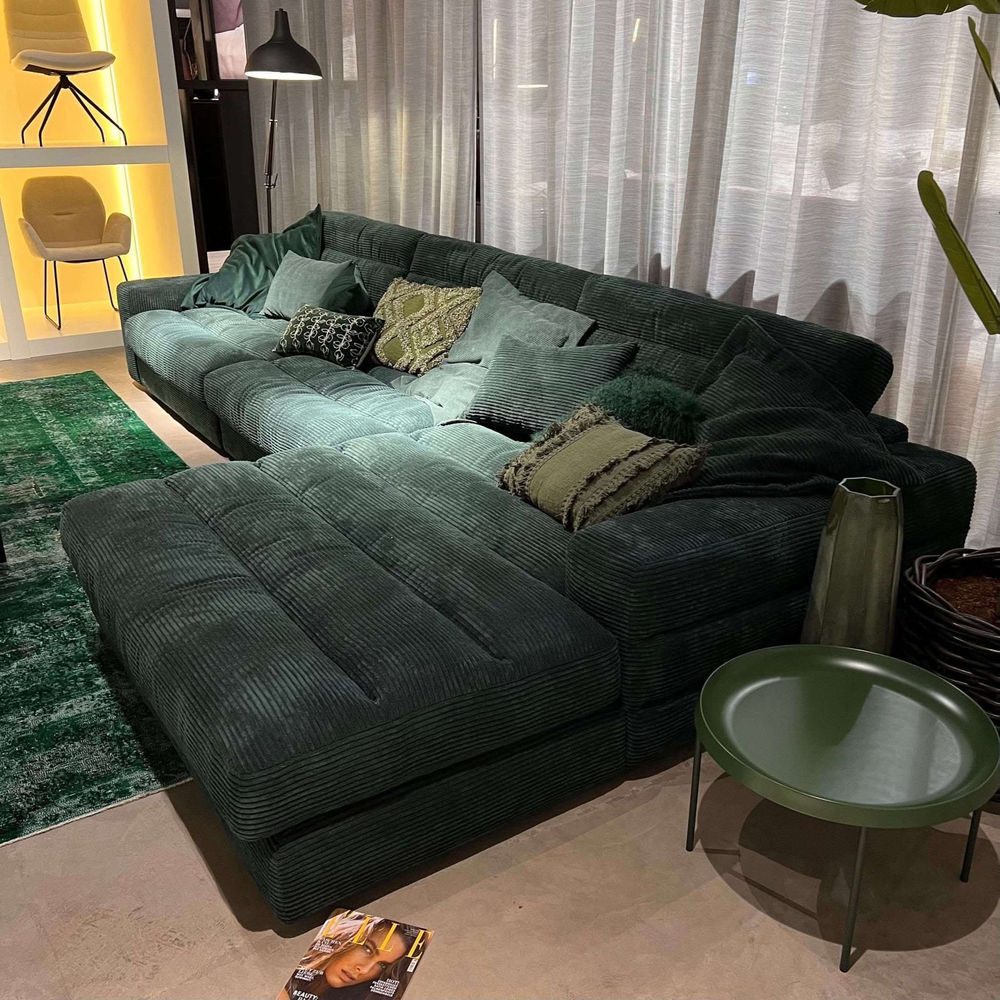 Dash, Ecksofa, Breitcord, dunkelgrün