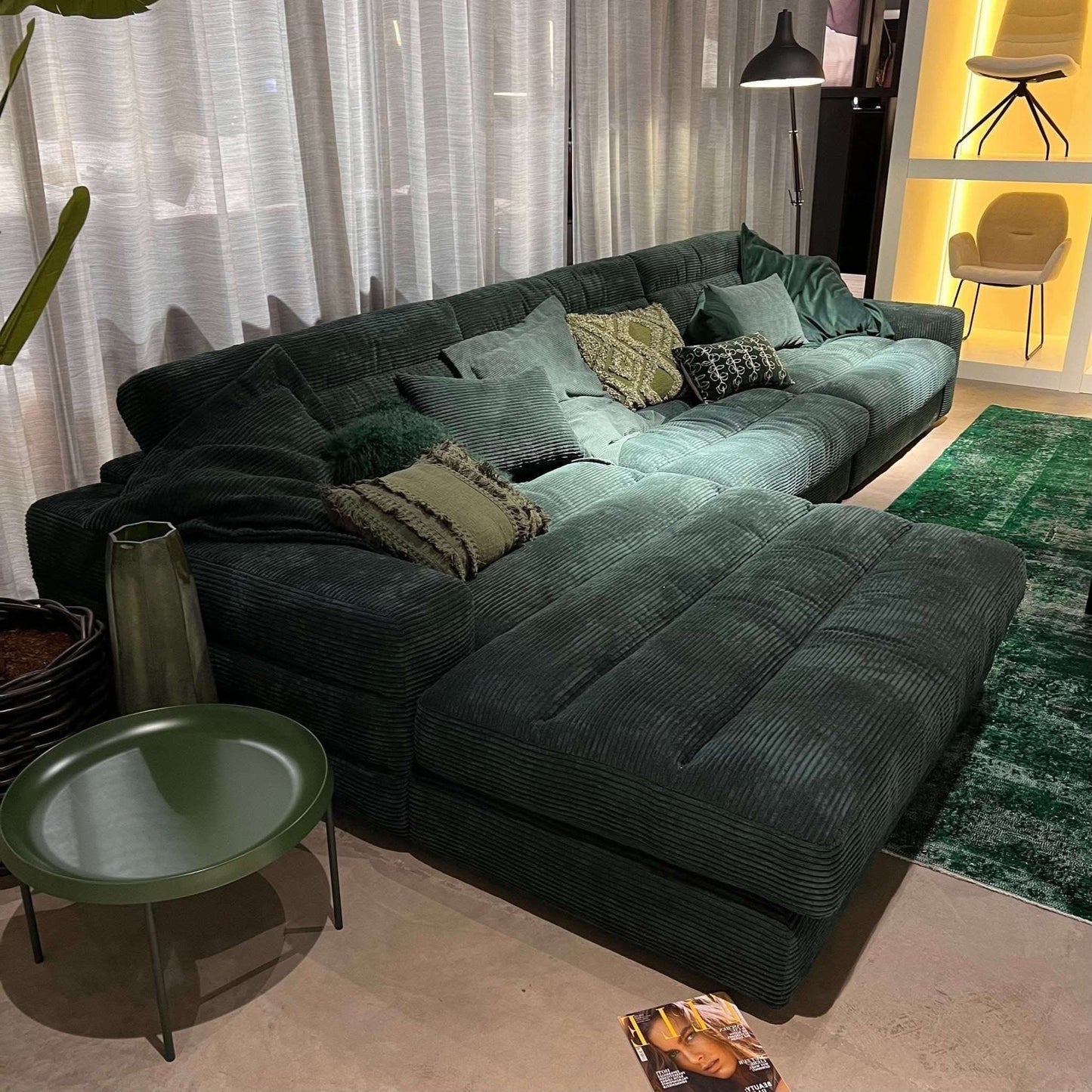 Dash, Ecksofa, Breitcord, dunkelgrün