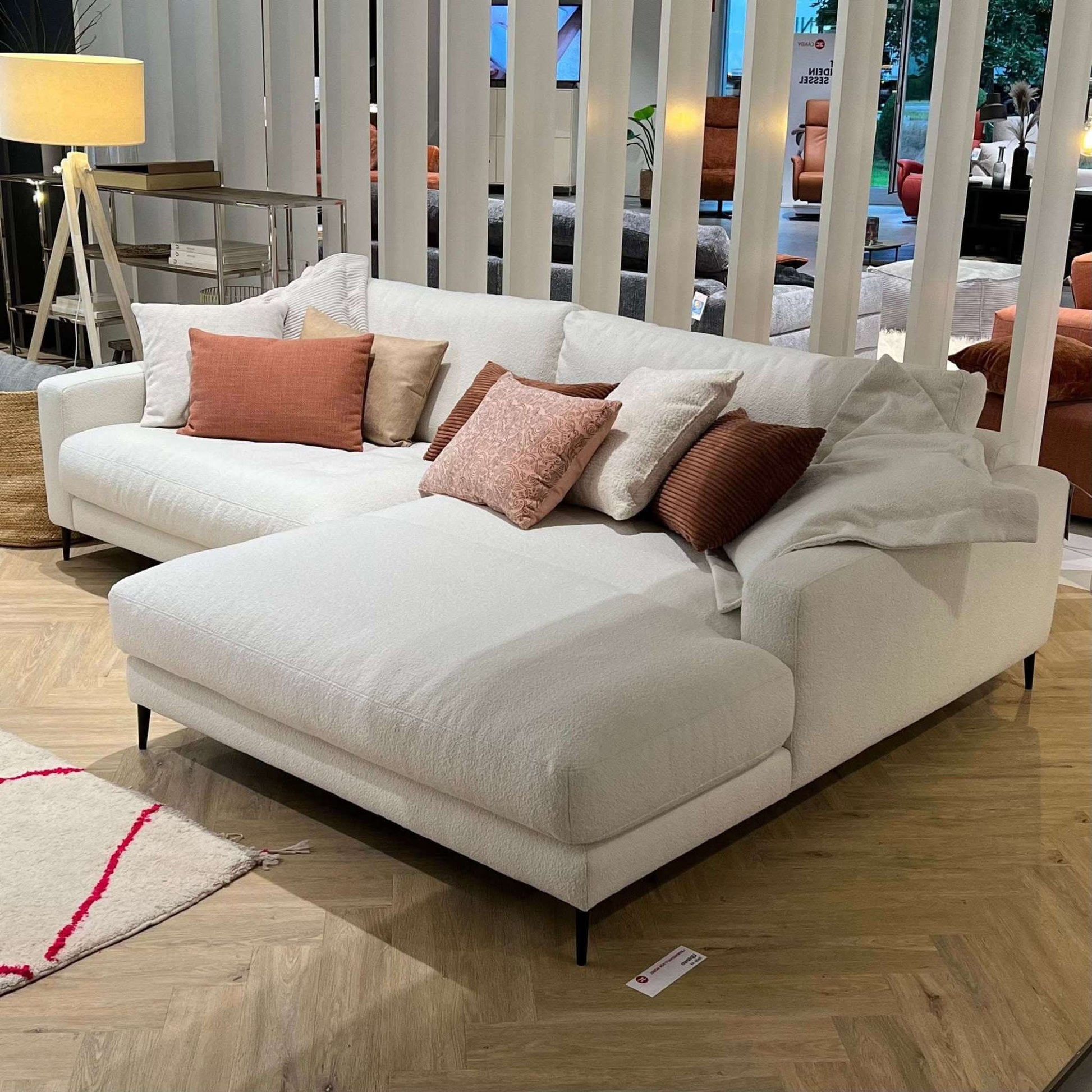 City, Ecksofa, Boucle, weiß