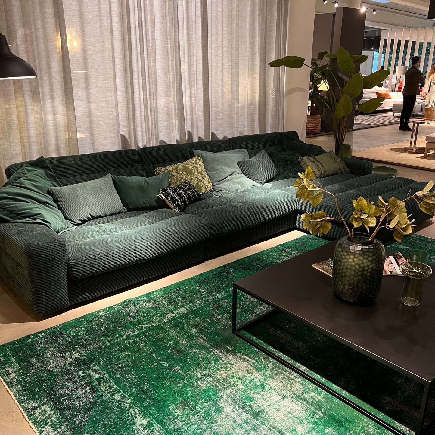 Dash, Ecksofa, Breitcord, dunkelgrün