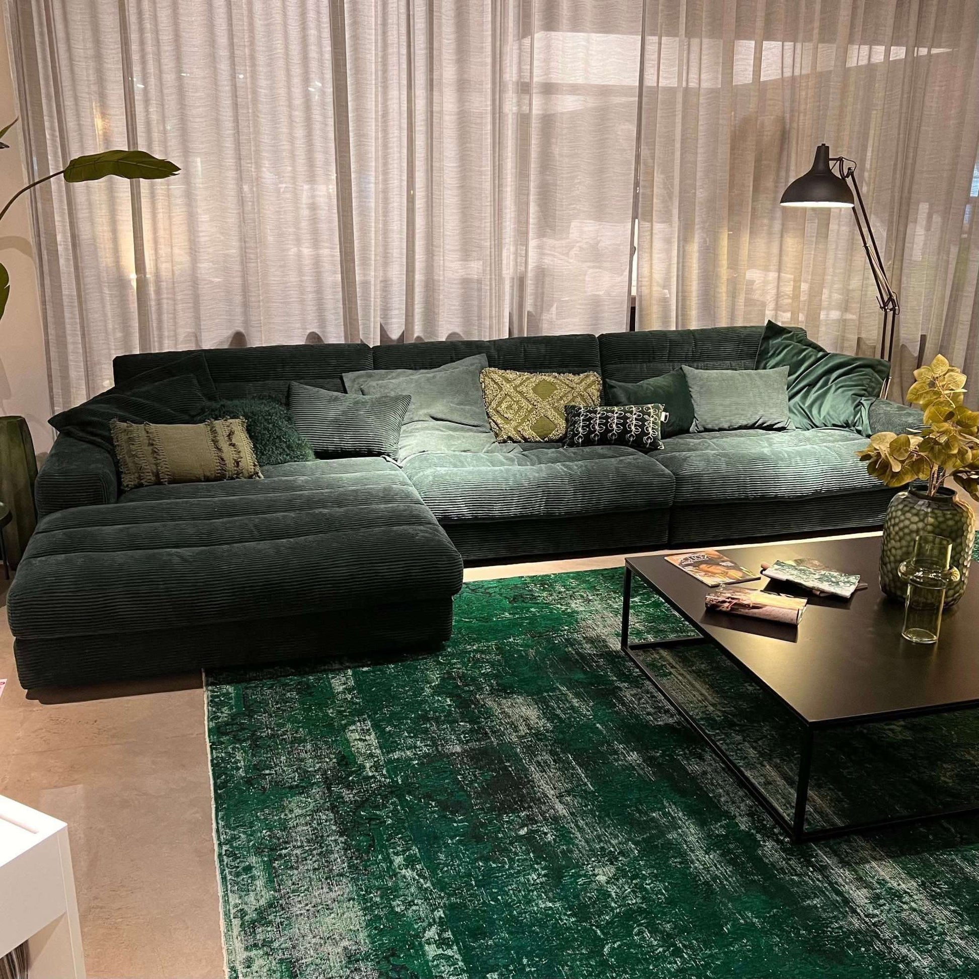 Dash, Ecksofa, Breitcord, dunkelgrün