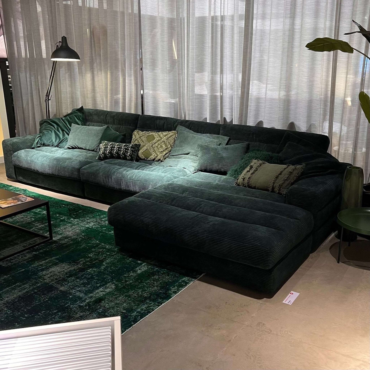 Dash, Ecksofa, Breitcord, dunkelgrün