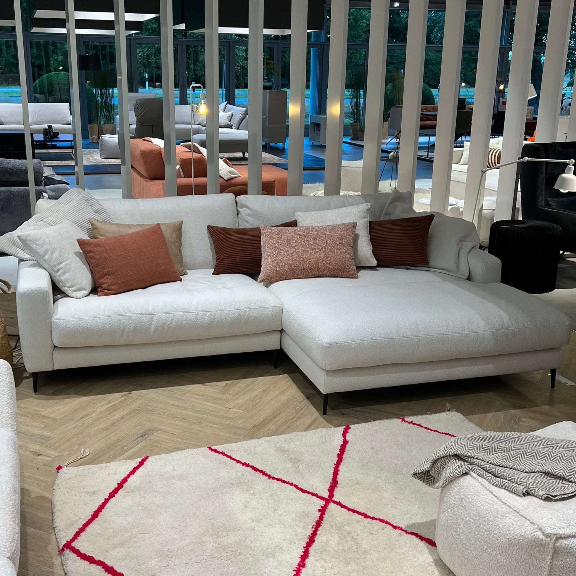 City, Ecksofa, Boucle, weiß