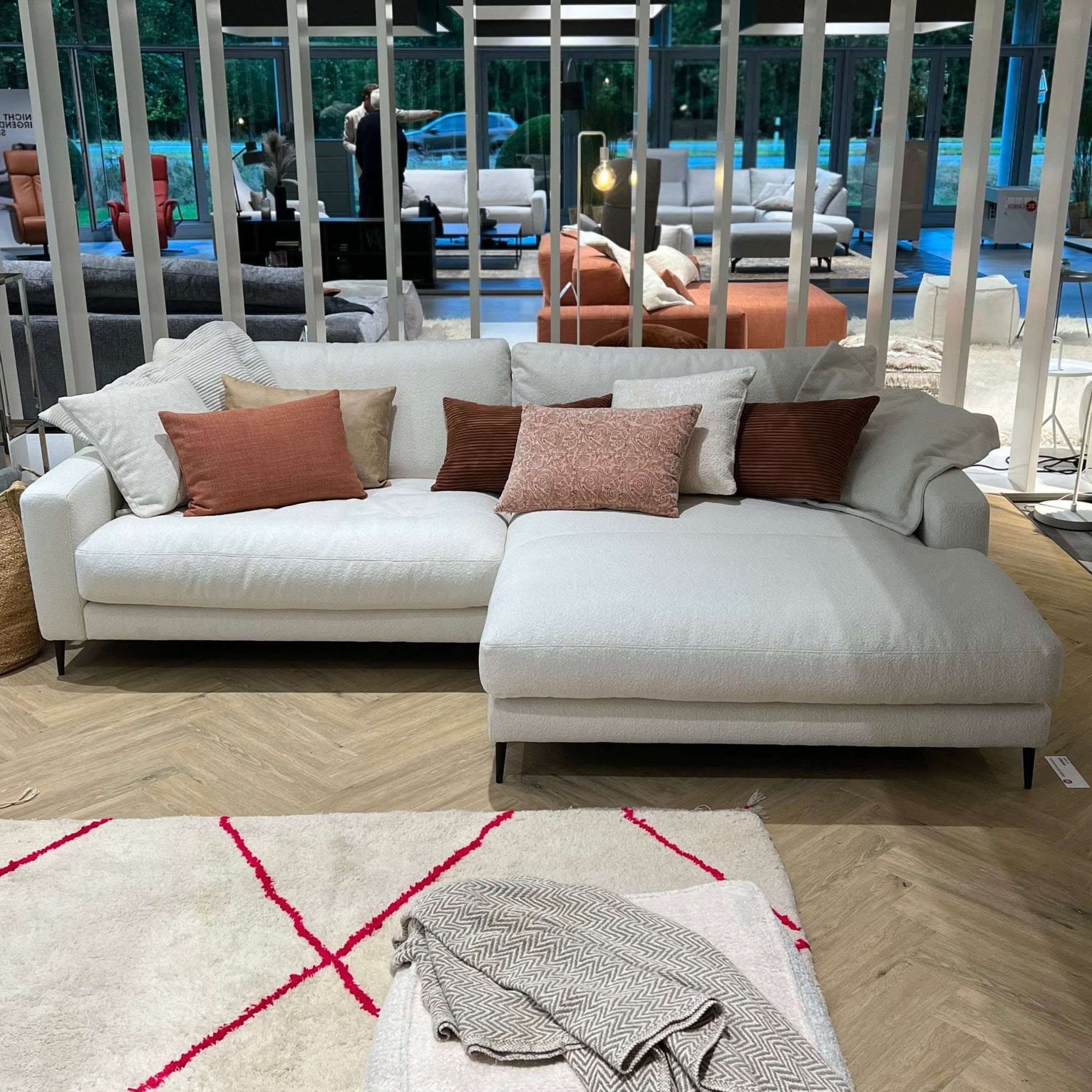 City, Ecksofa, Boucle, weiß