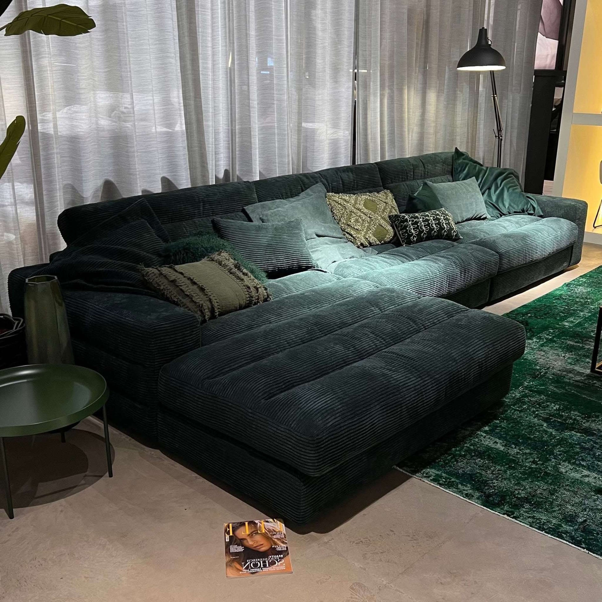 Dash, Ecksofa, Breitcord, dunkelgrün