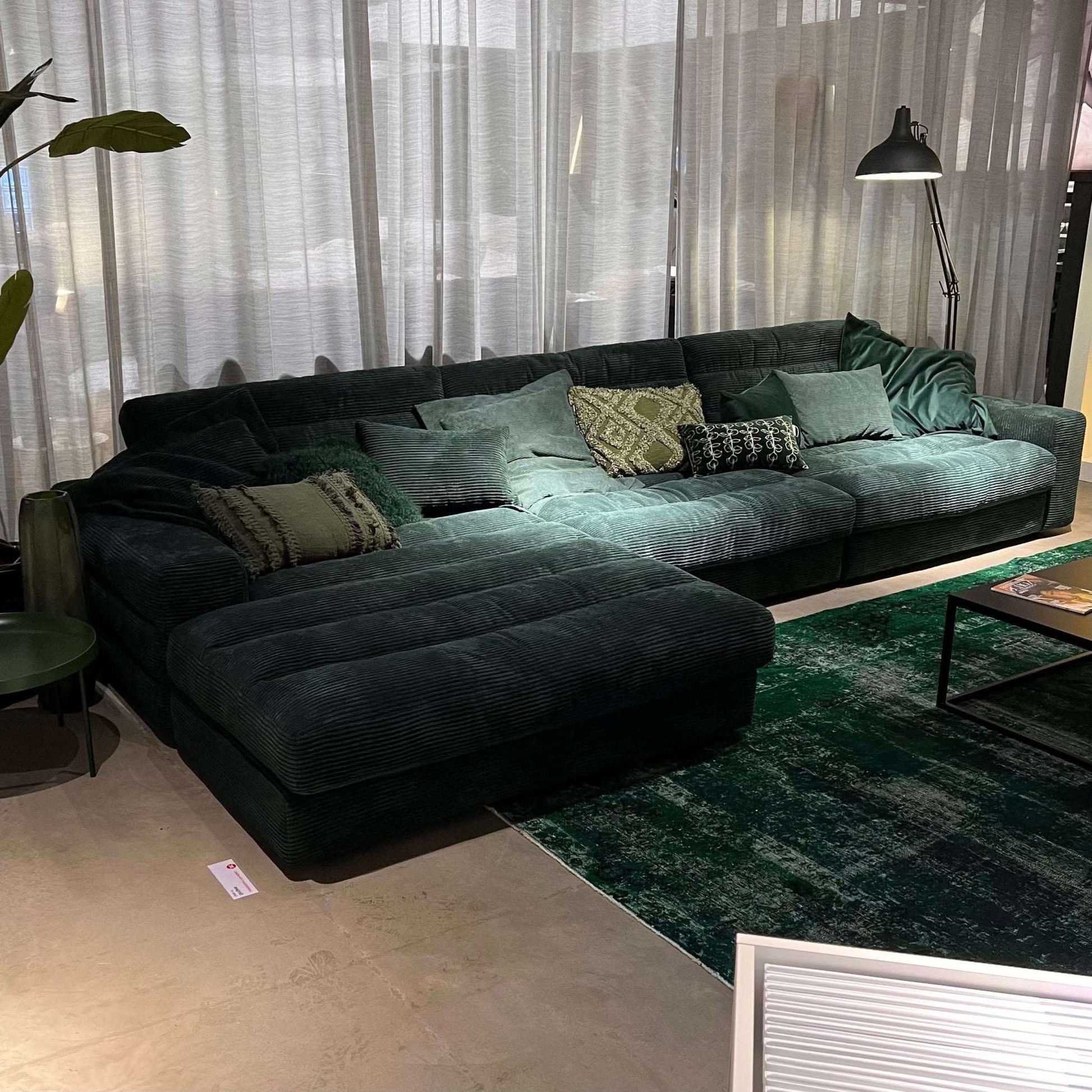 Dash, Ecksofa, Breitcord, dunkelgrün